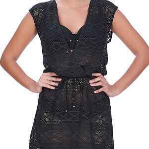 Freya Sundance - Black Crochet Cover Up Dress - NWT - M